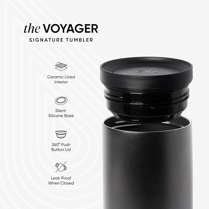 Simple Modern Travel Coffee Mug Tumbler with 360° Lid | Ceramic-Lined Insulated Stainless Steel Cold Brew Iced Coffee Cup | Gifts for Women Men Her Him | Voyager Signature | 16oz | Snow Day