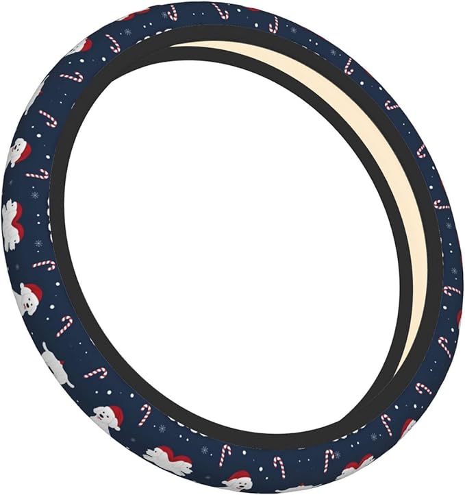 Christmas Poodle Universal Fit Steering Wheel Cover for Car, Truck, and SUV, Durable Steering Wheel Protection