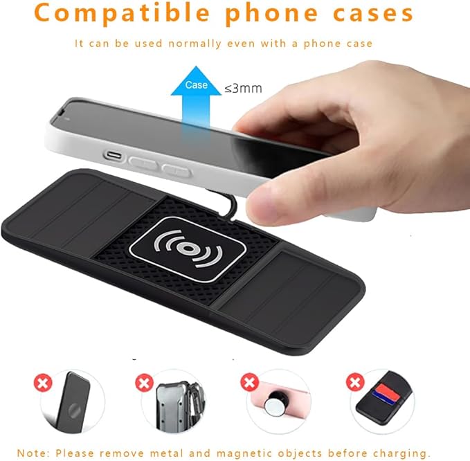 Wireless Charging Pad for Car for Toyota 4Runner 2000-2025, DIY Trim-to-Fit Slim Non Slip Fast Charger Car Wireless Charging Pad 30CM Cable,B 30cm USB Plug Cable