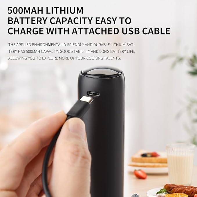 Electric Milk Frother Handheld, USB Rechargeable Portable Whisk, Stainless Steel Foam Maker for Coffee, Latte, Matcha, Home and Travel