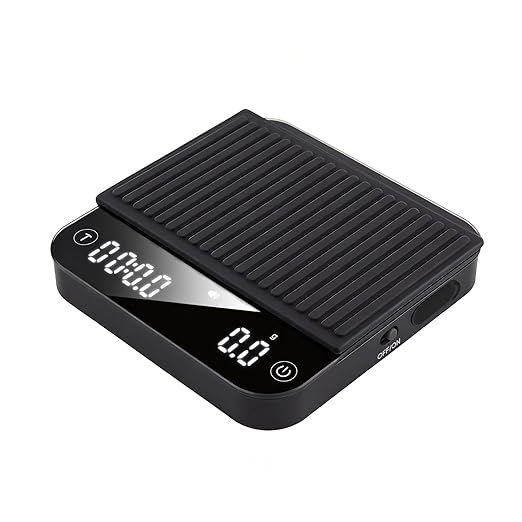 ShanSon Mini Coffee Scale with Timer,0.1g High Precision Espresso Scale,2kg/0.1g Digital Kitchen Scale with Flow Rate,USB-C Rechargeable,Waterproof Surface,Auto Timer for Pour Over & Espresso,Black