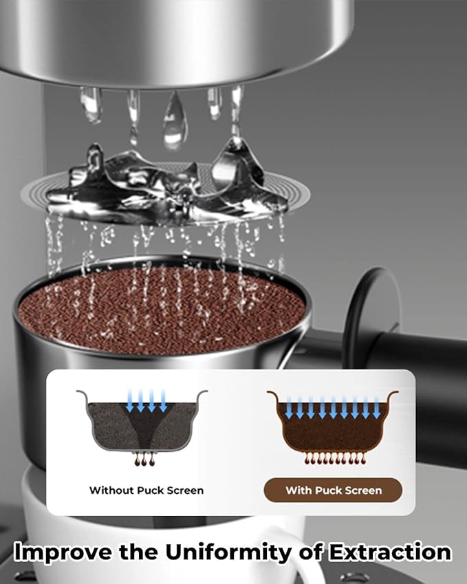 51mm Bottomless Portafilter 3 Ears Fits for Delonghi Dedica EC680/EC685/EC885 and SMEG, Includes Puck Screen, Double Shot Filter Basket