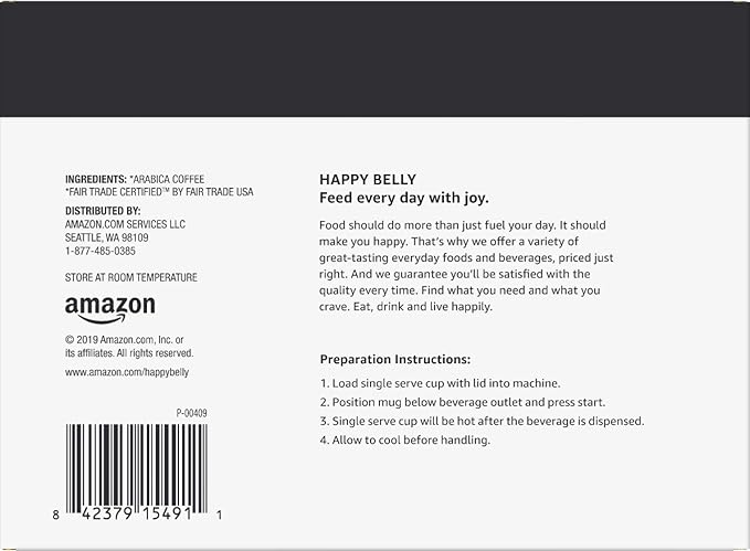 Amazon Brand - Happy Belly Medium Roast Coffee Pods, Colombian, Compatible with Keurig 2.0 K-Cup Brewers, 100 Count