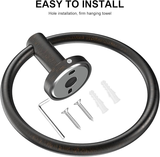 SetSail Towel Holder Stainless Steel Towel Ring for Bathroom Wall Screw-in Hand Towel Holder 3 Packs Towel Hanger for Bathrooms Oil Rubbed Bronze