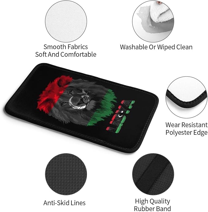 Vintage Libya Libyan Flag Lion Head Auto Center Console Armrest Cover Car Handrail Box Cushion Pad Mat Universal Fit Most Vehicle Sedan Truck SUV Soft Comfort Decor Accessories