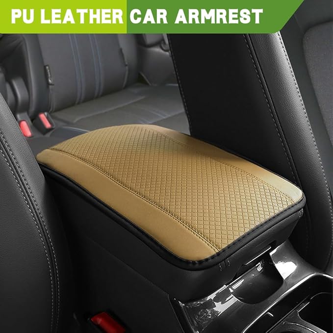 Car Center Console Armrest Pad, 12.6X 7.2 Inch PU Leather Waterproof Auto Armrest Seat Box Cover Protector, Car Center Console Cover, Universal Car Interior Accessories for Cars, Trucks, SUVs
