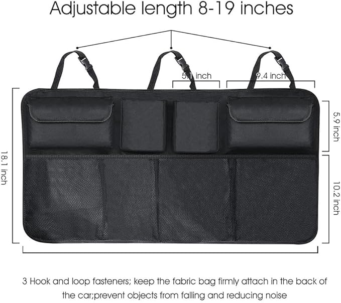 Car Trunk Organizer for Volkswagen VW Taos (AWD) 2022 2023 2024, Super Capacity Car Back Seat Hanging Storage Bag Waterproof Durable Foldable Interior Accessories