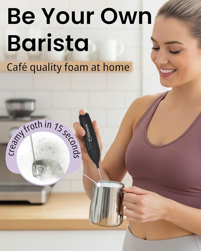 Elementi Powerful Frother Wand – Lightweight Milk Frother & Drink Mixer Handheld, Matcha Whisk for Dreamy Lattes, Powerful Coffee Mixer Wand & Blender Stirrer - Make Creamy Cappuccinos at Home (Teal)