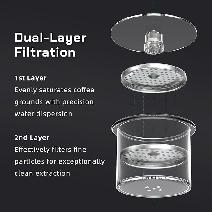 Iced Coffee Cold Brew Drip Maker, 300ml/10oz Cold Brew Coffee Maker with 2 Filter Ice Coffee Machine for Home