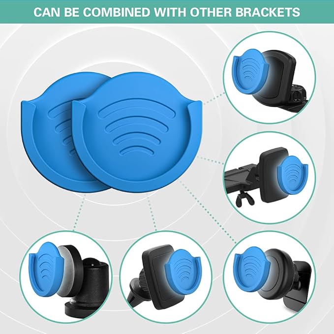 pop-tech Phone Grip for Socket Holder, 2 Pack Silicone Car Phone Mount Adhesive for Collapsible Grip & Stand with 3M Adhesive Replacement for Car Dashboard, Desk, Wall, Home, Office Blue