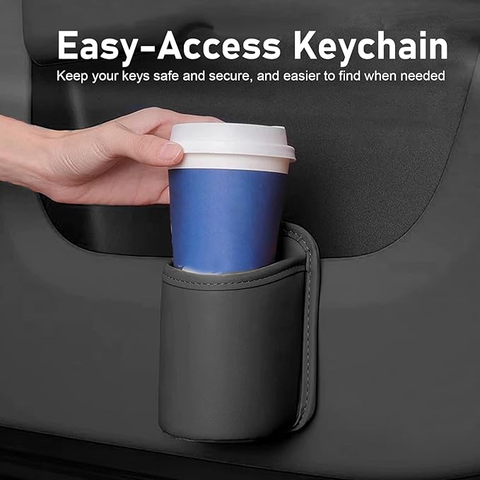 Shakas 2 PCS Car Door Large Cup Holder, Multifunctional Storage Bag Trash Can for Beverage Water Cup Mobile Phone, Waterproof Cleanable Leather Insert Organizer for Seat Back, for Cars Trucks (Black)