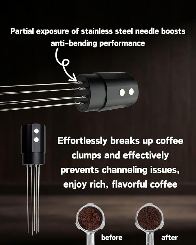 Espresso Tamper Double Spring Loaded 51mm with WDT Tool Espresso Accessories Kit, Stainless Steel Corrugated Base, Dosing Funnel, Tamper Mat (51mm & Magnetic wdt)