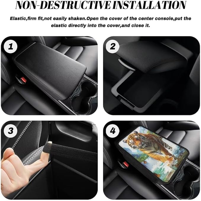 Boatee Tiger Console Cover Car Center Console Cover Auto Arm Rest Pad Armrest Organizer Car Accessories Interior Set Vehicle Console Cushion Armrest Box Pad Universal Armrest Storage Box Mat Blue