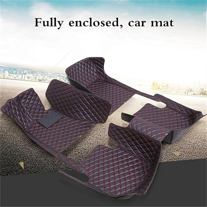 Custom Car Mats All Weather Fit Automotive Floor Mats PU Leather Protector Mat for Most Sedan, SUV, Truck Floor Mats (Black + Blue Line)