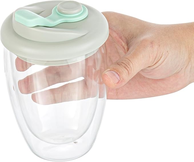 Restaurantware - Forma Professional 11.8 Ounce Insulated Travel Mug With Lid, 1 Double Wall Coffee Mug - Includes Lid, Reusable, Clear Borosilicate Glass Tumbler, Dishwashable, Microwavable