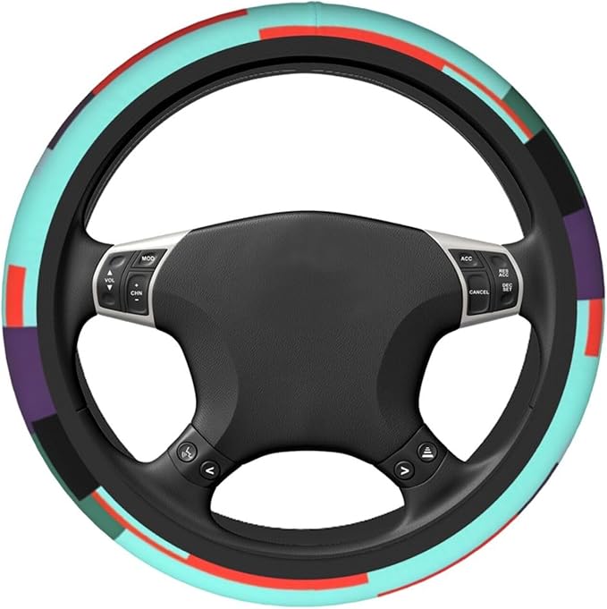 Striped Combination Steering Wheel Cover. Car Decor,Anti-Slip,Sweat Absorption,Easy Carry, Universal 15 Inch
