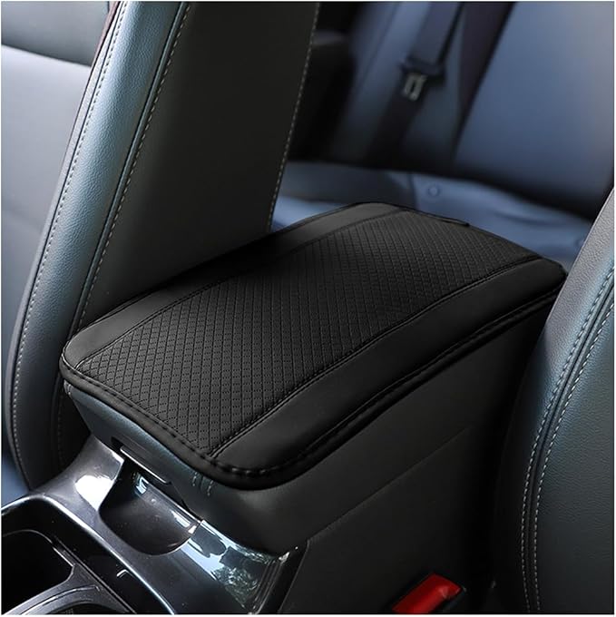 Armrest Pad for Car, PU Leather Auto Center Console Cushion Mat, Four Seasons Automotive Armrest Seat Box Cover, Universal Vehicle Interior Accessories for SUV, Truck, Van (Black)