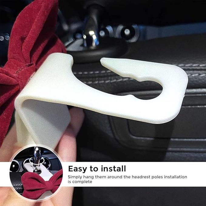 Car Back Seat Headrest Hooks, 2 Pack Stylish Back Seat Bag Hooks, Suitable for Purses, Bags, and Groceries, Car Interior Accessories (red)