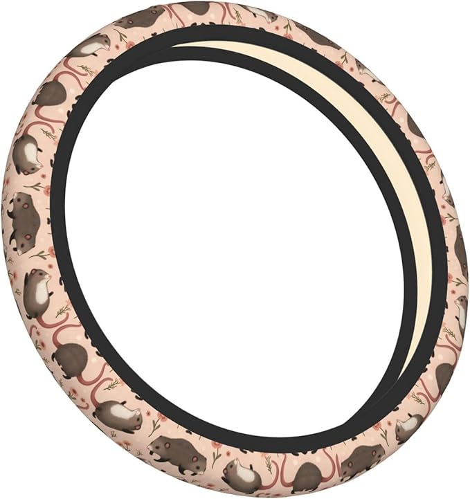 Possums Pattern Neoprene Steering Wheel Covers Women Men Car Accessories, Universal 15 Inch Fit Auto, Suvs, Truck