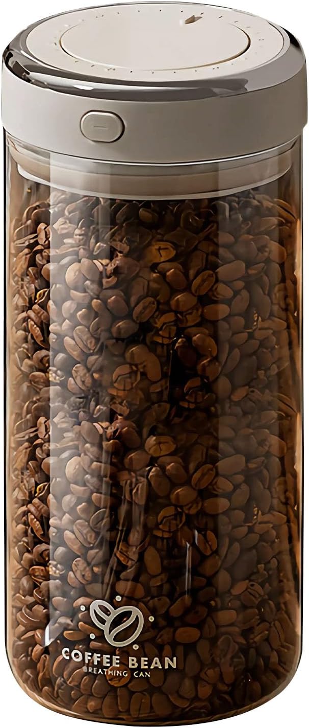 Aerbee Coffee Bean Canister, 57OZ Food Grade Coffee Bean Sealed Jar with Date Tracker and Waking Food Valve, Vacuum Food Storage Containers for Flour, Grain, Snack, Sugar, Tea (1.7L)
