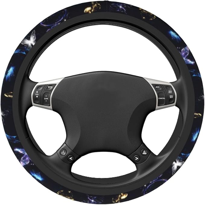 Colorful Butterfly Steering Wheel Cover for Women Men Girls Car Accessories Decor Anti-Slip Neoprene Auto Steering Wheel Covers Protector Universal 15 Inch