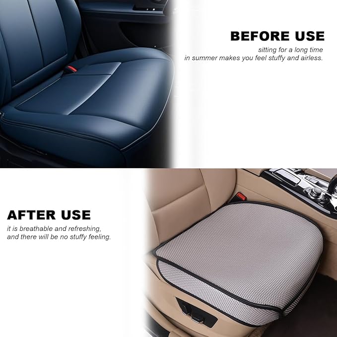 Car Front Seat Bottom Cover, Breathable Anti Slip Auto Frontseat Cushion Mat with Storage Pocket, Comfortable Vehicle Interior Chair Protection Pad, Universal for SUV Sedan Truck(Gray)