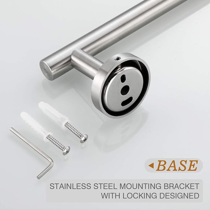 USHOWER Brushed Nickel Hand Towel Bar, 9-Inch Towel Racks for Bathroom Wall-Mounted, SUS304 Stainless Steel Towel Rod (Total Length 11-Inch)