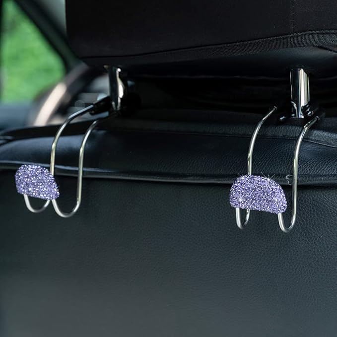 Car Decor Hooks for Purses And Bags, Durable Backseat Holder, Cute Heavy-Duty Metal Purse Hook Hangers, Storage Universal for SUV Truck & Van, Car Accessories for Women/Men, Pink