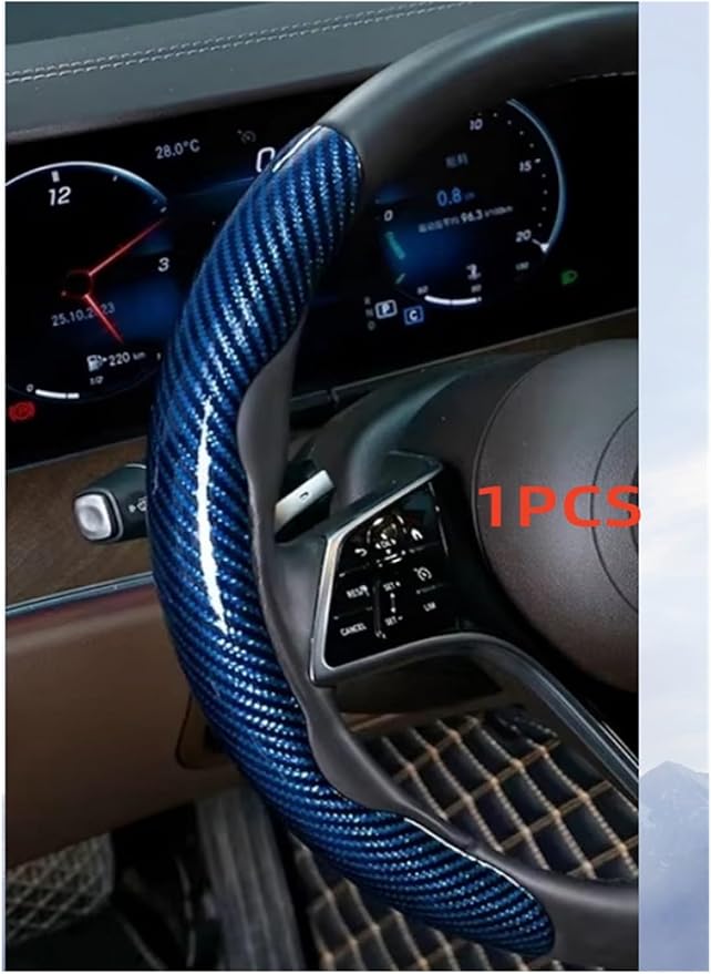 1/2PCS Laser Perforated Steering Wheel Cover, Microfiber Leather and Silicone Non-Slip Grip(1pcs Blue)