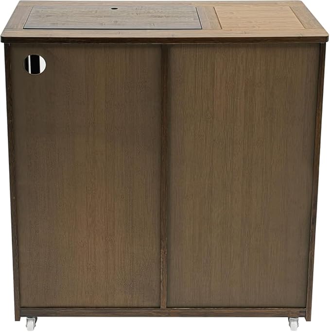 Farmhouse Coffee Station Table on Wheels, Mobile Tea Table Buffet Sideboard Cabinet for Home Kitchen Dining Room (Walnut) (Color:Walnut)