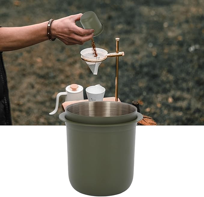 Zerone Espresso Dosing Cup, Stainless Steel, 150ml, Green, 1 Count, Fits 58mm Portafilters, Compatible with Espresso Machine