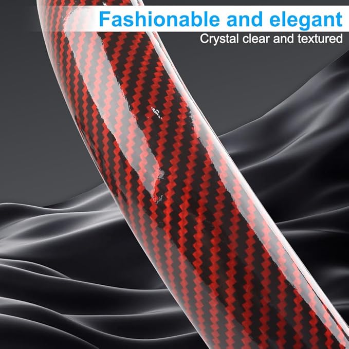 Carbon Fiber Steering Wheel Cover 3PCS, Non-Slip Grip for Universal Cars,Fit for 14–16 Inch Wheels, Interior Accessories for Cars Trucks (red)