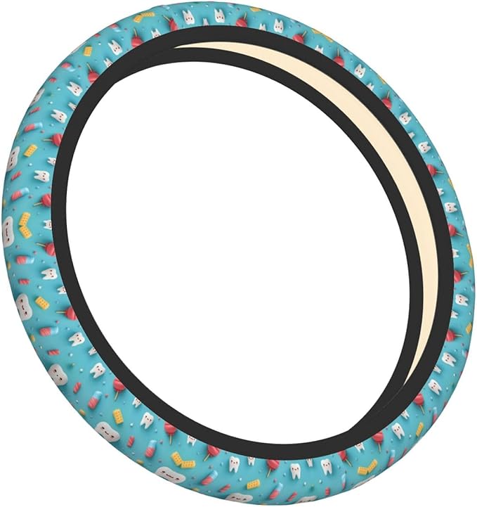 Neoprene Steering Wheel Cover Dental Print Car Steering Wheel Cover Universal Fit for Most Cars
