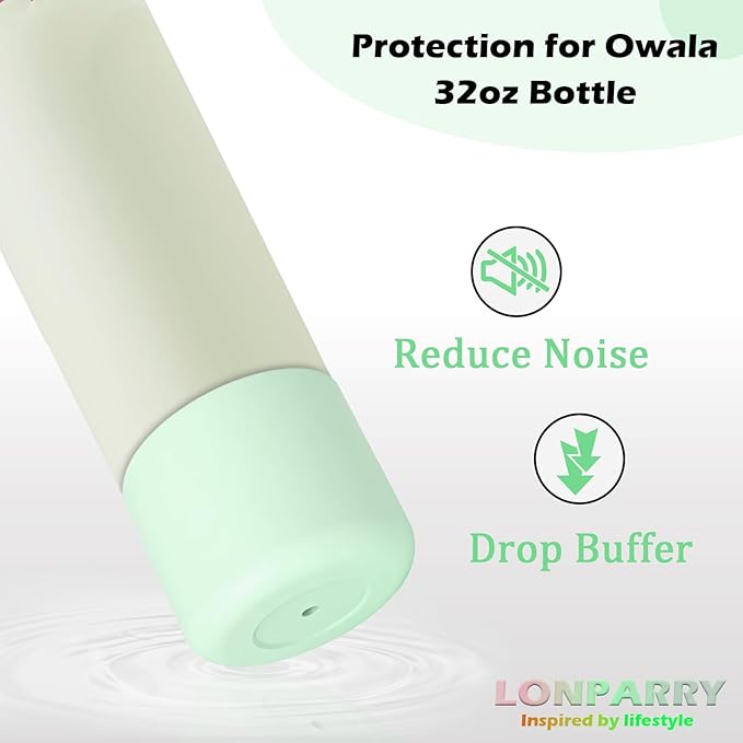 2-Pack Silicone Boot for Owala 32 oz Water Bottles, Boots for Owala Protective Sleeve Anti-Slip Rubber Bottom, Compatible with FreeSip/Twist/Flip Stainless Steel Bottles 32 oz Accessories,BPA Free