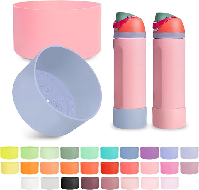 2PCS Silicone Boot for Owala 24oz FreeSip Water Bottle, Anti-Slip Scratch-Resistant Bottom Sleeve, Protective Sports Bottles Accessories, BPA-Free