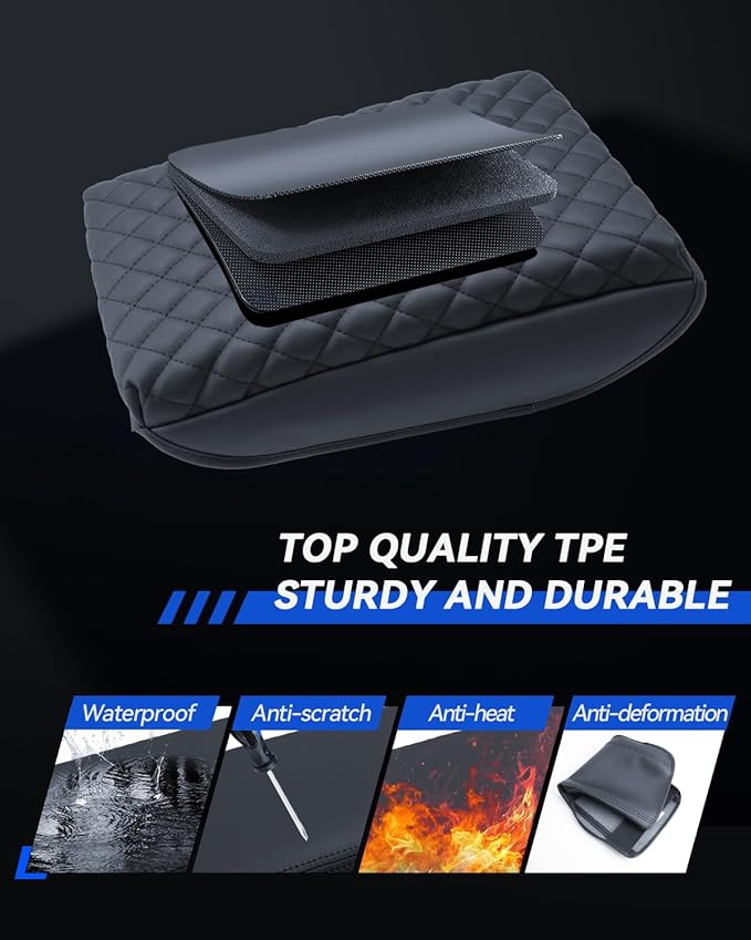 Armrest Cover for 2024 2025 2026 Volkswagen Atlas SE, SE with Technology, SEL, SEL Premium R-Line Accessories Center Console Middle Lid Pad Protector for Car Elbow Rest-Thickened