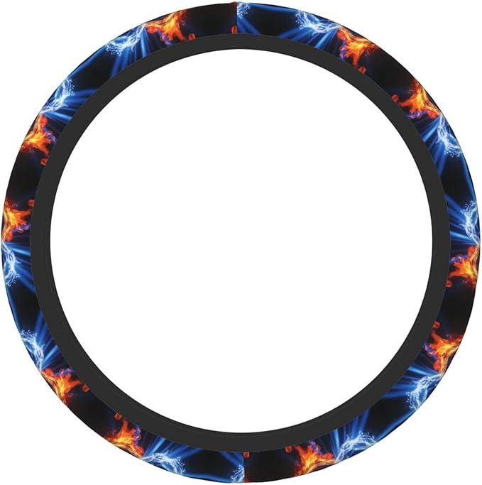 Fire Water Heart Universal Fit Steering Wheel Cover for Car, Truck, and SUV, Durable Steering Wheel Protection