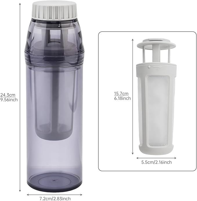 26 oz (770ml) Portable Cold Brew Bottle, Small Handheld Brewer with Removable Filter, Travel & Camping Cold Brew Iced Coffee Cup, Airtight & Leak-Proof for Iced Coffee,Tea & Lemonade