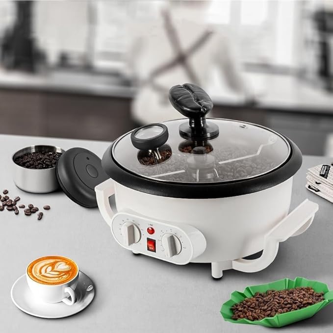 750g Coffee Roaster Machine for Home Use,1200W Non-stick Pan Multifunctional Electric Coffee Bean Roaster,Thermometer+Timer+Temperature Adjustment,Upgraded Cross Stirring Rod,for Peanut Nuts(220V)