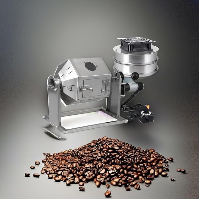 Coffee Bean Roaster with Cooler Gas 3.8L Coffee Bean Baker Drum Type Stainless Steel for Home and Commercial Use
