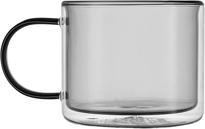 Restaurantware Coffee Cups 12 Pack of 11 oz Double Wall Glass Insulated Coffee Cup Borosilicate Mug Thermal Shock Resistant Handle Modern Design