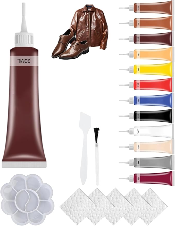 2026 New Advanced Leather Repair Gel, Upgrade Leather Repair Kit for Car Seat Vinyl Repair Kit, Professional Leather Repair Coloured Cream Gel, Multifunctional Couch and Jacket Repair Kit (Brown)