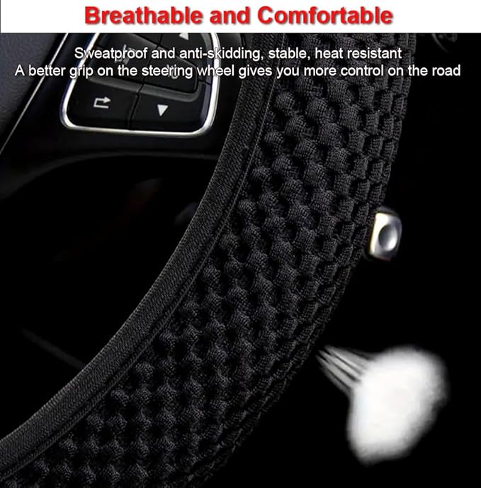 Hiflyer Car Steering Wheel Cover Women & Men, Universal 14.5-15 Inch Steering Wheel Covers, Soft Microfiber Car Wheel Cover Car Stuff Car Accessories Interior (Red)