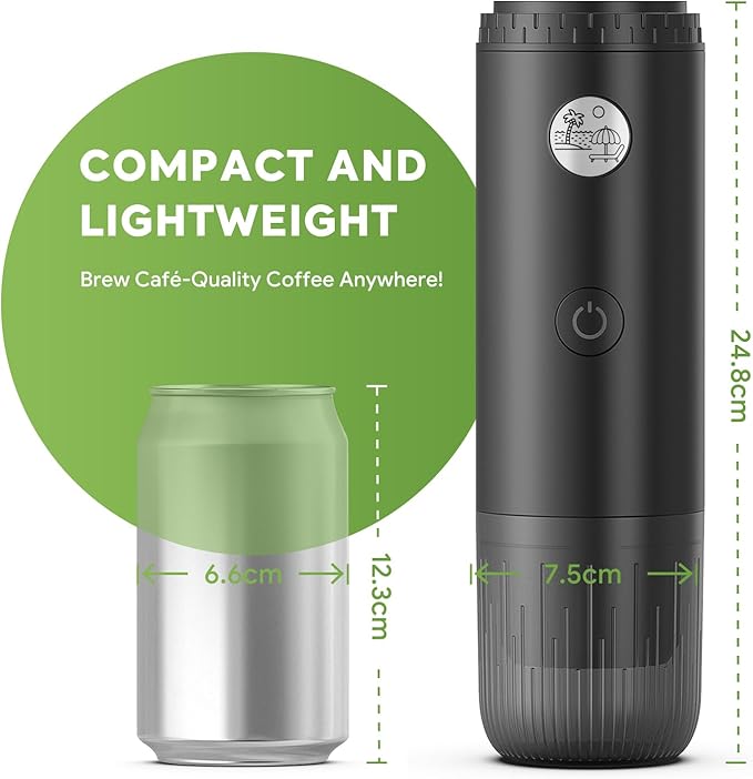 BENFUCHEN 3 in 1 Portable Electric Espresso Machine for Nespresso Capsule, Travel Coffee Maker with Ground Coffee for Camping, RV, Hiking, Office,Car Coffee Maker Self-Heating with USB-C (Black)