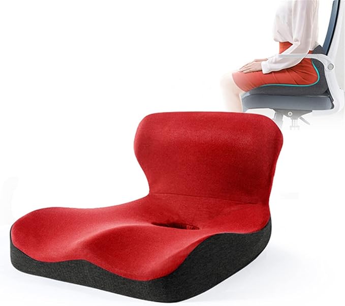 Car Seat Cushion & Lumbar Support Memory Foam Chair Pad, Back Support Pillow Chair Cushion for Office Reduce Tailbone Pressure & Improve Comfort(Dark Gray)