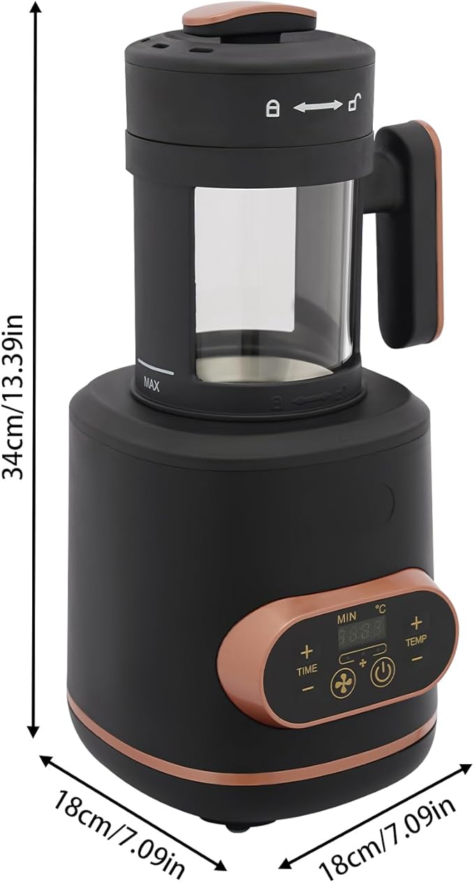 mignonnememe Coffee Roaster 100g Capacity Coffee Roasting Machine Electric Roaster 1500W Speed Roasting System Home Use Coffee Bean Roaster Black