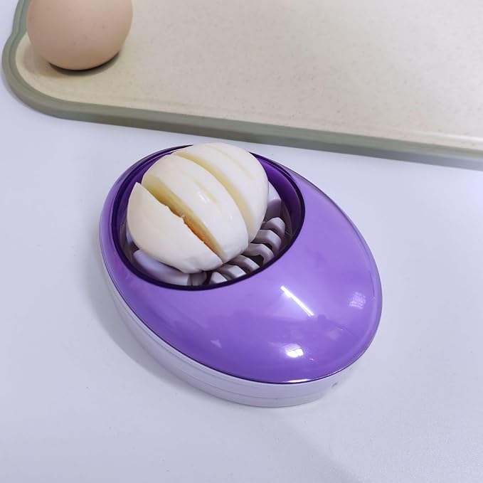 Egg Slicer for Hard Boiled Eggs,Easy to Cut Egg into Slices, Wedge and Dices, Sturdy ABS Body with Stainless Steel Wires,Non-slip Feet,Dishwasher Safe, BPA Free (Red)