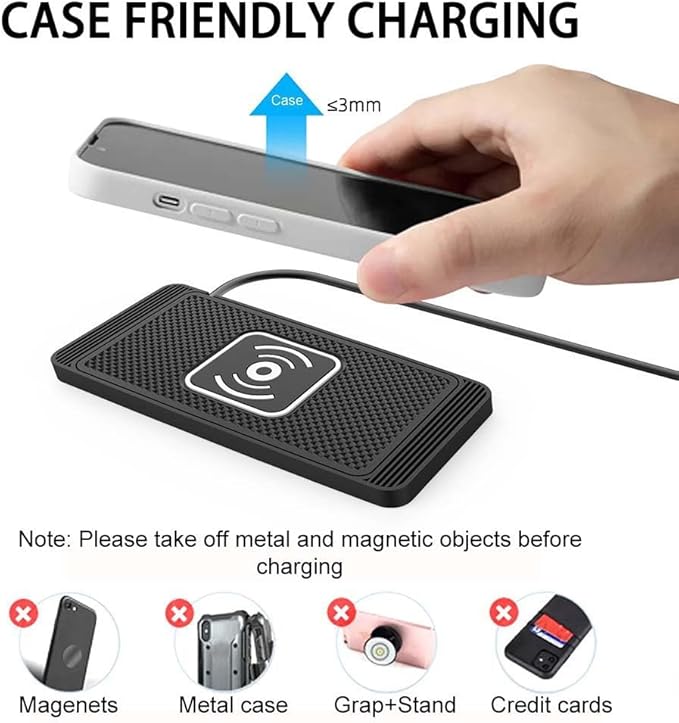 Wireless Car Charger Pad for BMW M1 M2 M235 M240 M3 M340, Type-C/USB 15W Car Wireless Charger Non-Slip Cordless Charging Mat Car Accessories, B-30cm Type-C Interface