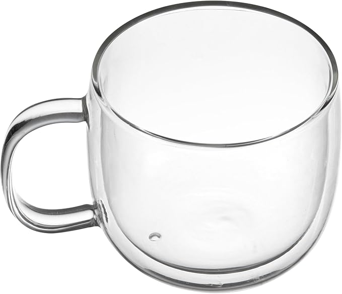 Restaurantware Glass Espresso Cups 12 Count 17 Ounces Borosilicate Double Wall Glass Coffee Mugs Insulated Clear Tea Drinkware for Hot or Cold Beverages