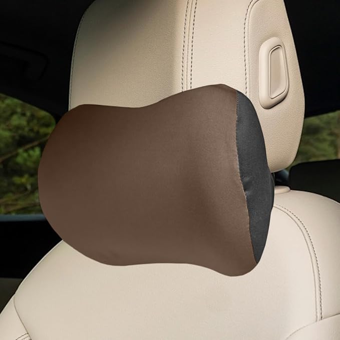 Car Headrest Pillow for Driving - Memory Foam Soft Automotive Neck Support Pillow Cushion with Adjustable Strap - Comfortable Car Seat Headrest Pillow for Neck Pain Pressure Relief (Coffee)